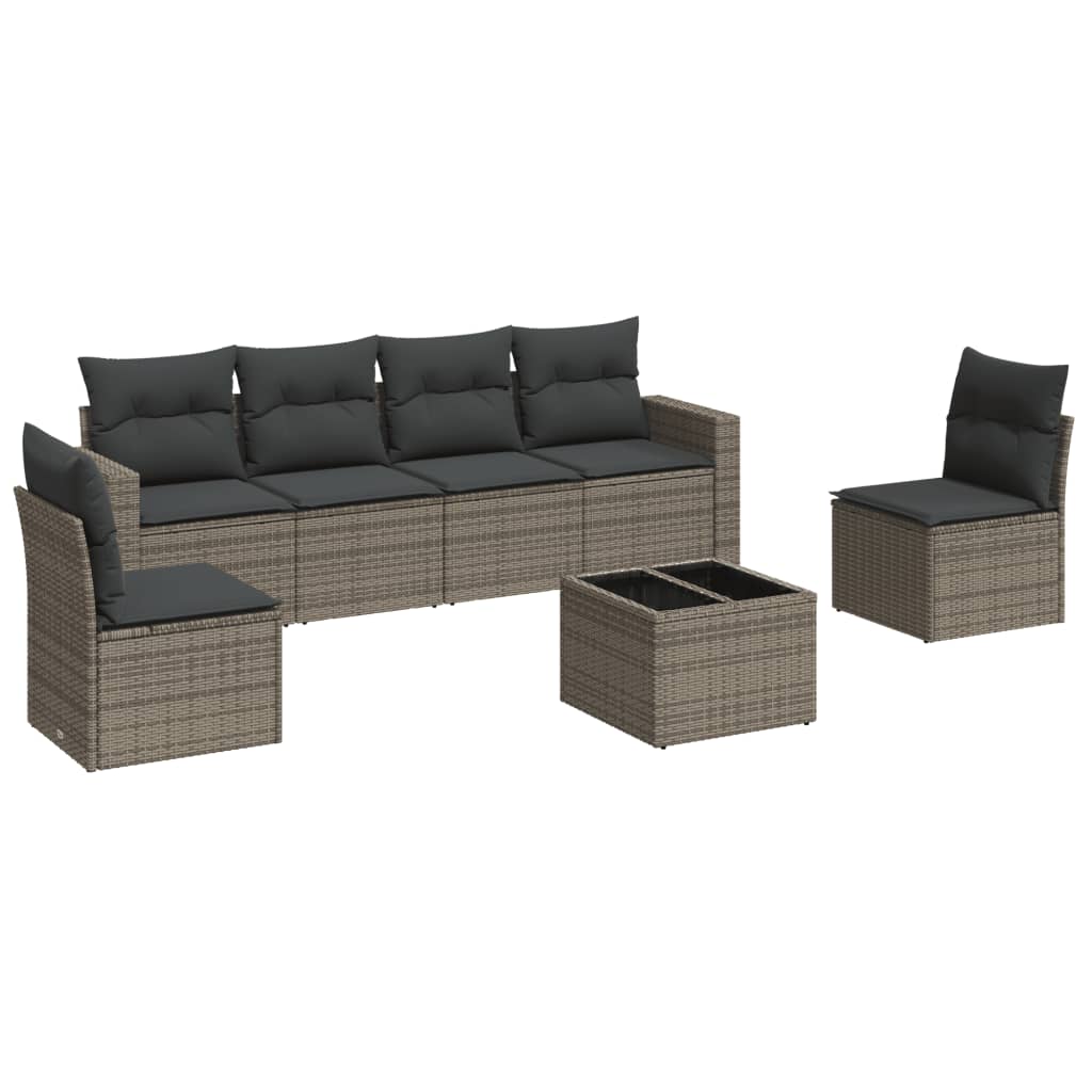 7-delige Loungeset met kussens poly rattan grijs is nu te koop bij PeponiXL, paradijselijk wonen!