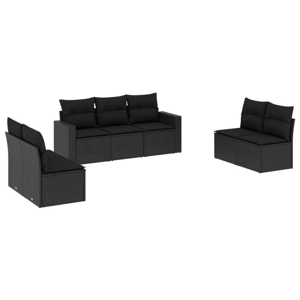 7-delige Loungeset met kussens poly rattan zwart is nu te koop bij PeponiXL, paradijselijk wonen!