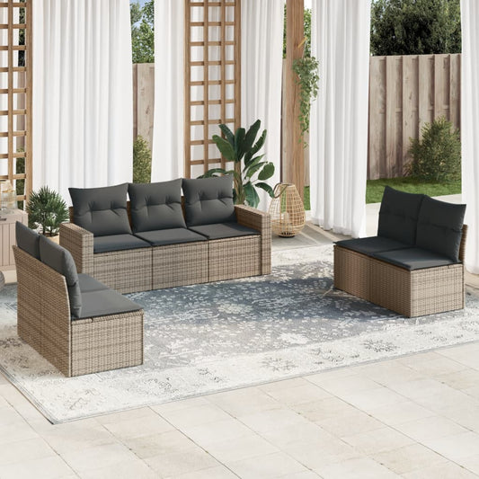 7-delige Loungeset met kussens poly rattan grijs is nu te koop bij PeponiXL, paradijselijk wonen!