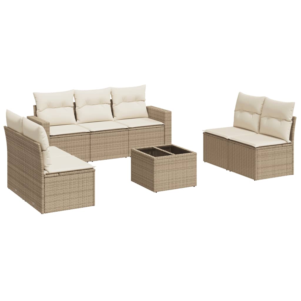 8-delige Loungeset met kussens poly rattan beige is nu te koop bij PeponiXL, paradijselijk wonen!