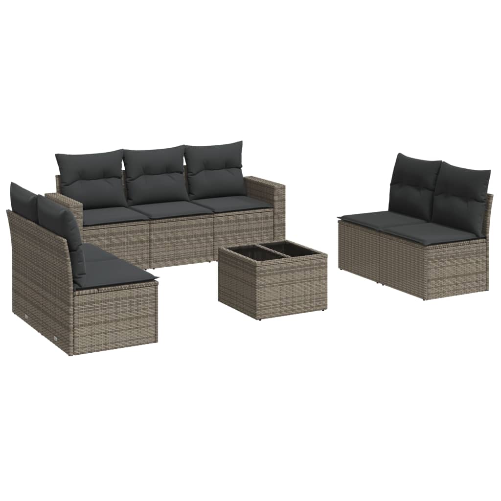 8-delige Loungeset met kussens poly rattan grijs is nu te koop bij PeponiXL, paradijselijk wonen!