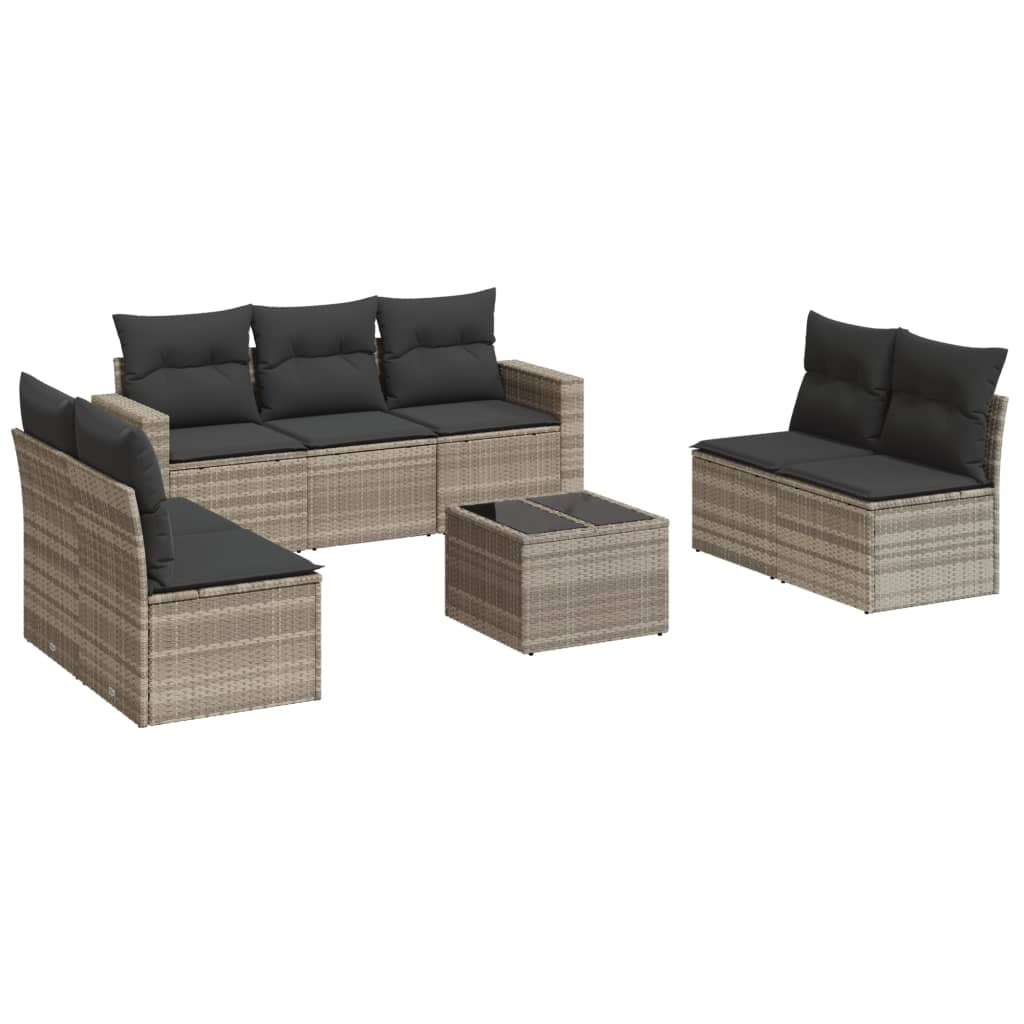 8-delige Loungeset met kussens poly rattan lichtgrijs is nu te koop bij PeponiXL, paradijselijk wonen!