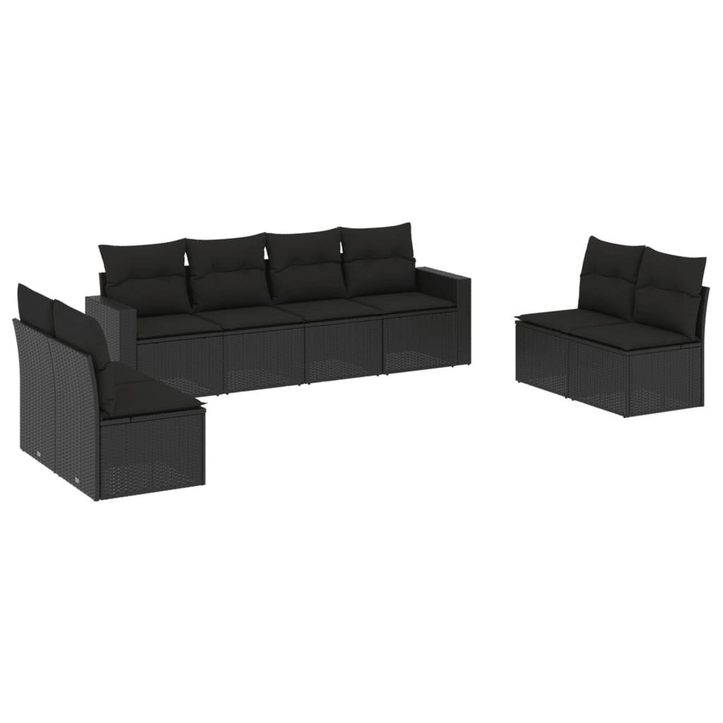 8-delige Loungeset met kussens poly rattan zwart is nu te koop bij PeponiXL, paradijselijk wonen!