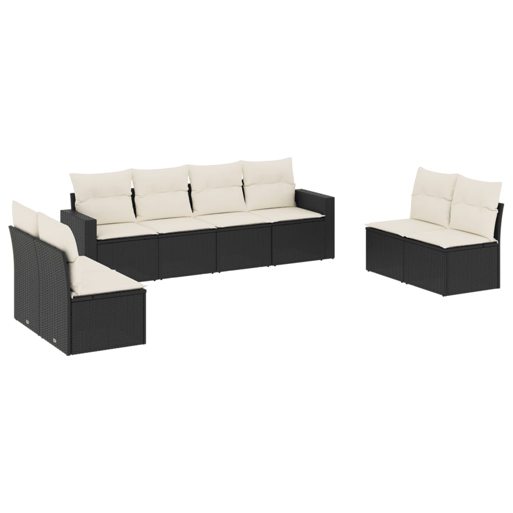 8-delige Loungeset met kussens poly rattan zwart is nu te koop bij PeponiXL, paradijselijk wonen!