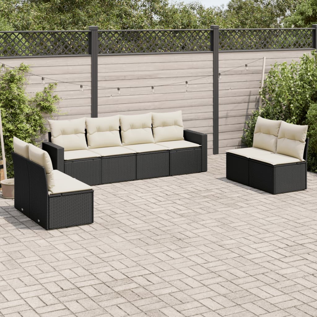 8-delige Loungeset met kussens poly rattan zwart is nu te koop bij PeponiXL, paradijselijk wonen!