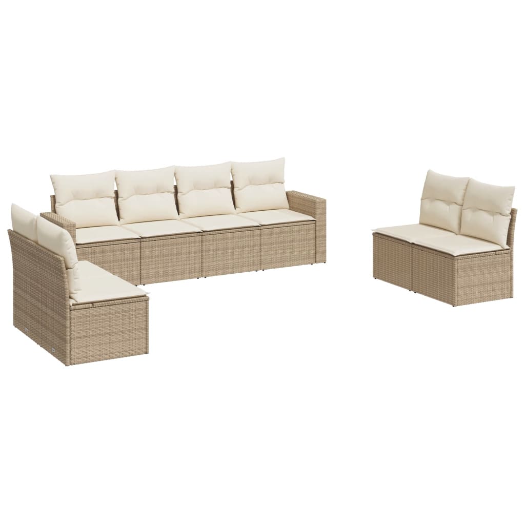 8-delige Loungeset met kussens poly rattan beige is nu te koop bij PeponiXL, paradijselijk wonen!