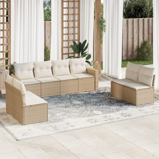 8-delige Loungeset met kussens poly rattan beige is nu te koop bij PeponiXL, paradijselijk wonen!