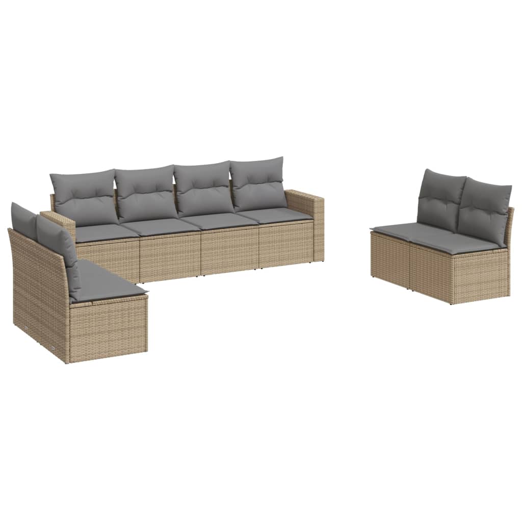 8-delige Loungeset met kussens poly rattan beige is nu te koop bij PeponiXL, paradijselijk wonen!