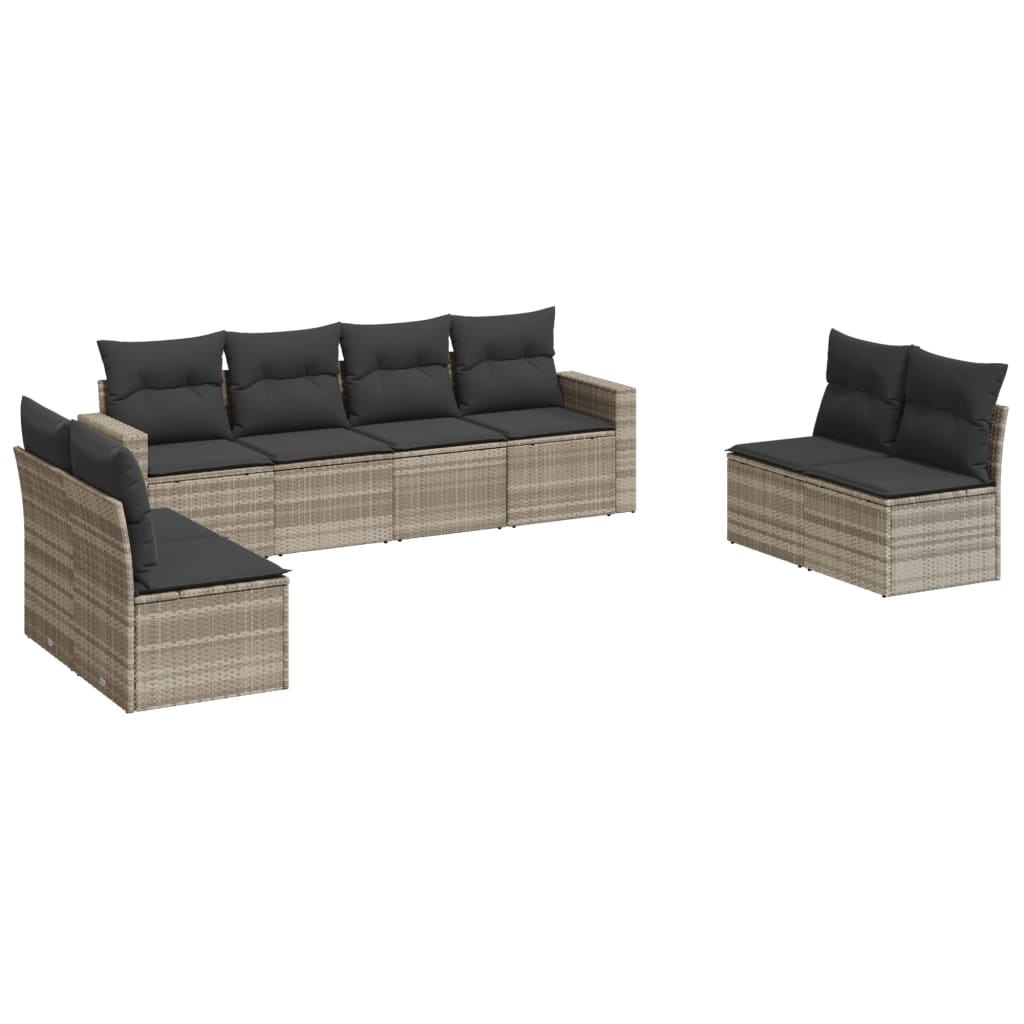 8-delige Loungeset met kussens poly rattan lichtgrijs is nu te koop bij PeponiXL, paradijselijk wonen!