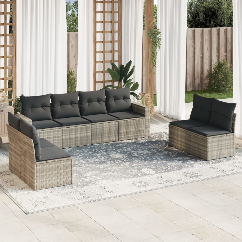 8-delige Loungeset met kussens poly rattan lichtgrijs is nu te koop bij PeponiXL, paradijselijk wonen!