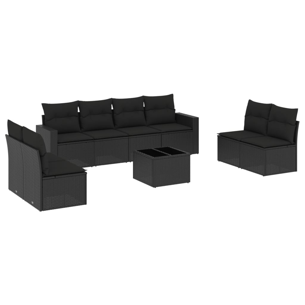 9-delige Loungeset met kussens poly rattan zwart is nu te koop bij PeponiXL, paradijselijk wonen!