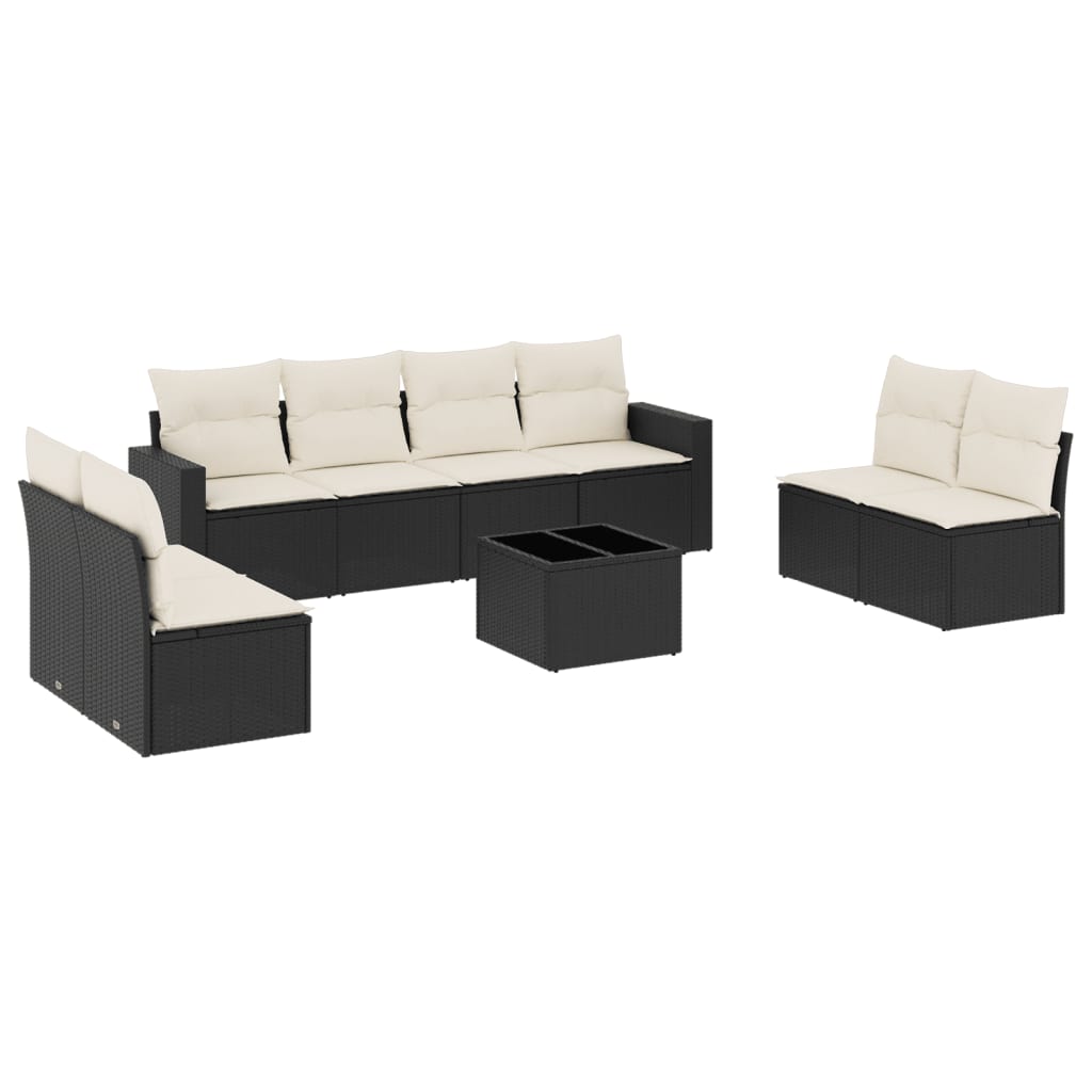 9-delige Loungeset met kussens poly rattan zwart is nu te koop bij PeponiXL, paradijselijk wonen!