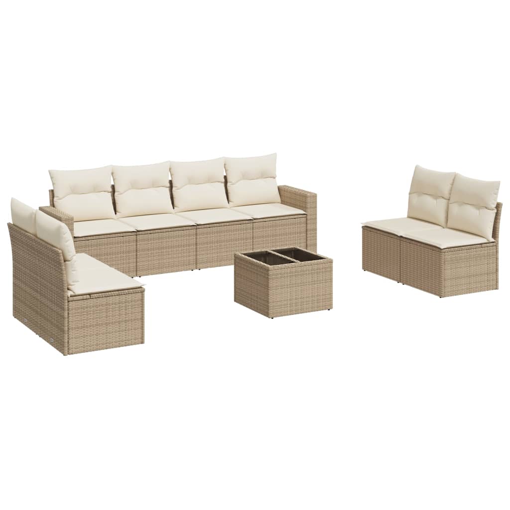 9-delige Loungeset met kussens poly rattan beige is nu te koop bij PeponiXL, paradijselijk wonen!