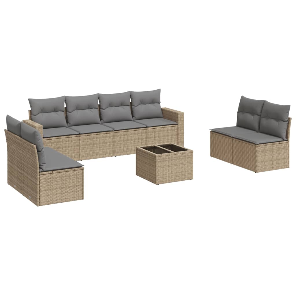 9-delige Loungeset met kussens poly rattan beige is nu te koop bij PeponiXL, paradijselijk wonen!