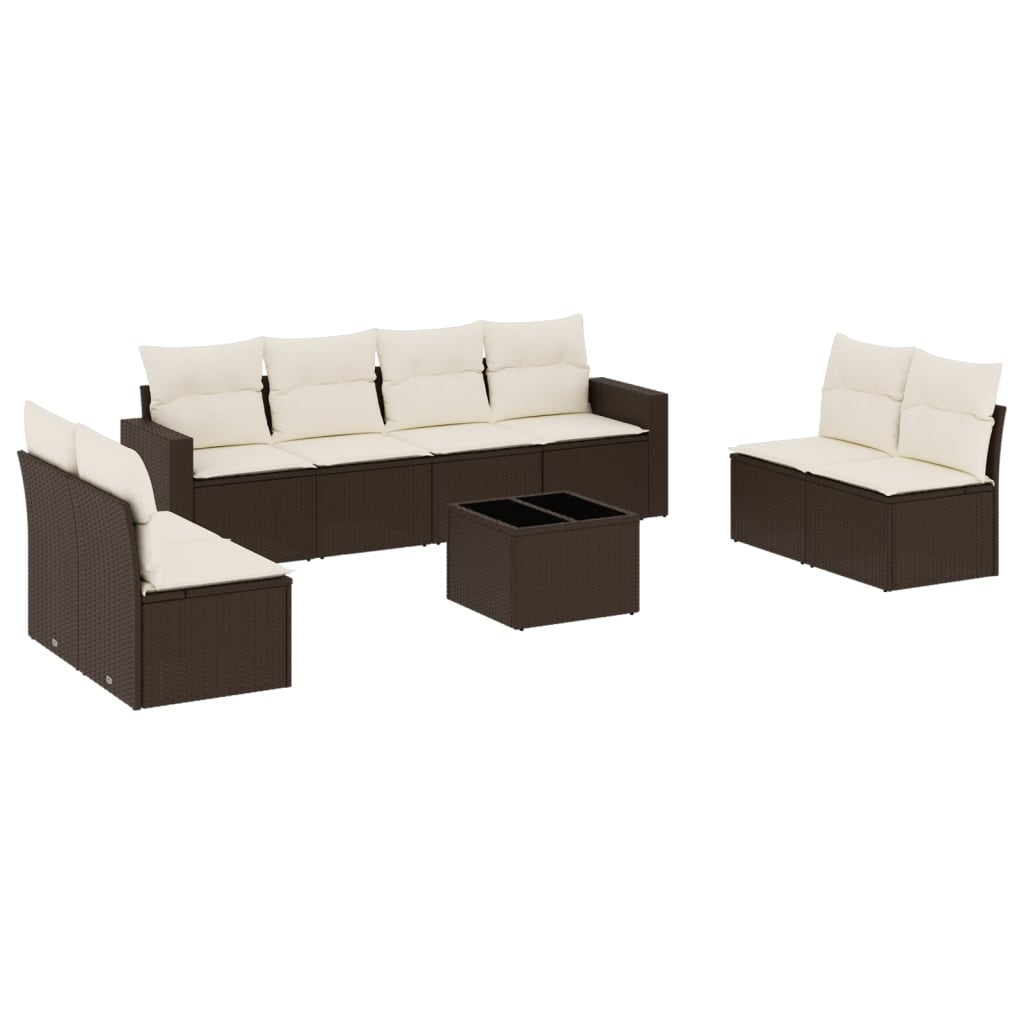 9-delige Loungeset met kussens poly rattan bruin is nu te koop bij PeponiXL, paradijselijk wonen!