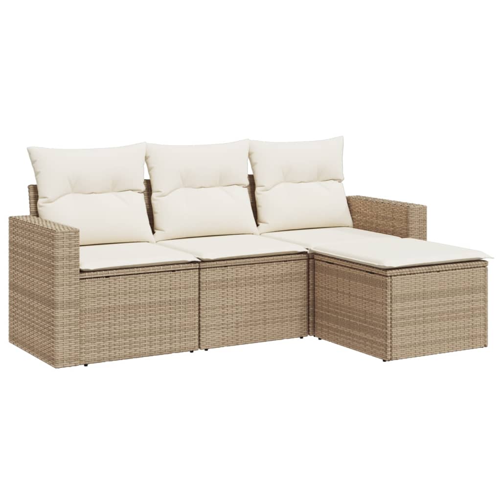 4-delige Loungeset met kussens poly rattan beige is nu te koop bij PeponiXL, paradijselijk wonen!