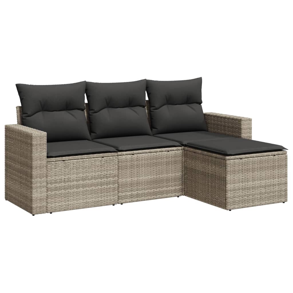 4-delige Loungeset met kussens poly rattan lichtgrijs is nu te koop bij PeponiXL, paradijselijk wonen!