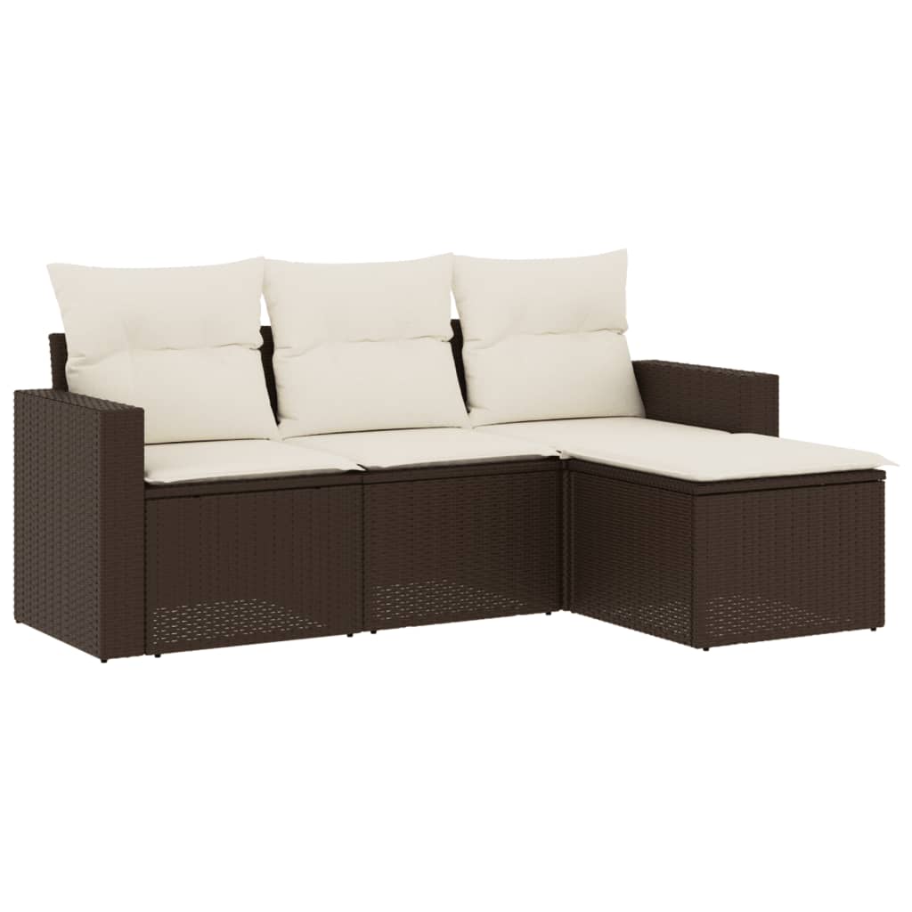 4-delige Loungeset met kussens poly rattan bruin is nu te koop bij PeponiXL, paradijselijk wonen!