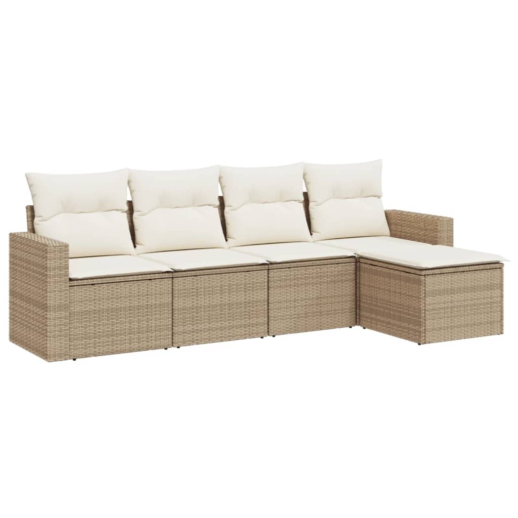 5-delige Loungeset met kussens poly rattan beige is nu te koop bij PeponiXL, paradijselijk wonen!
