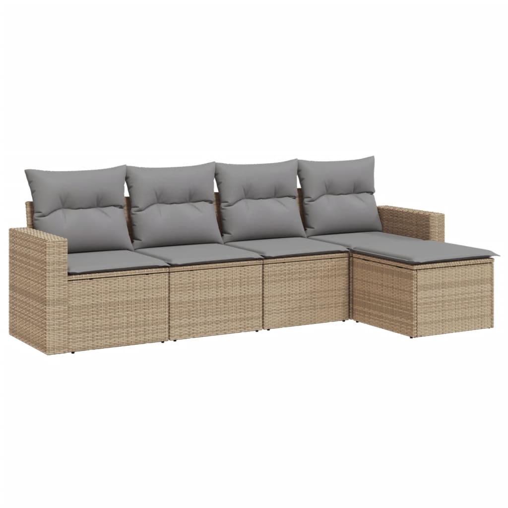 5-delige Loungeset met kussens poly rattan beige is nu te koop bij PeponiXL, paradijselijk wonen!