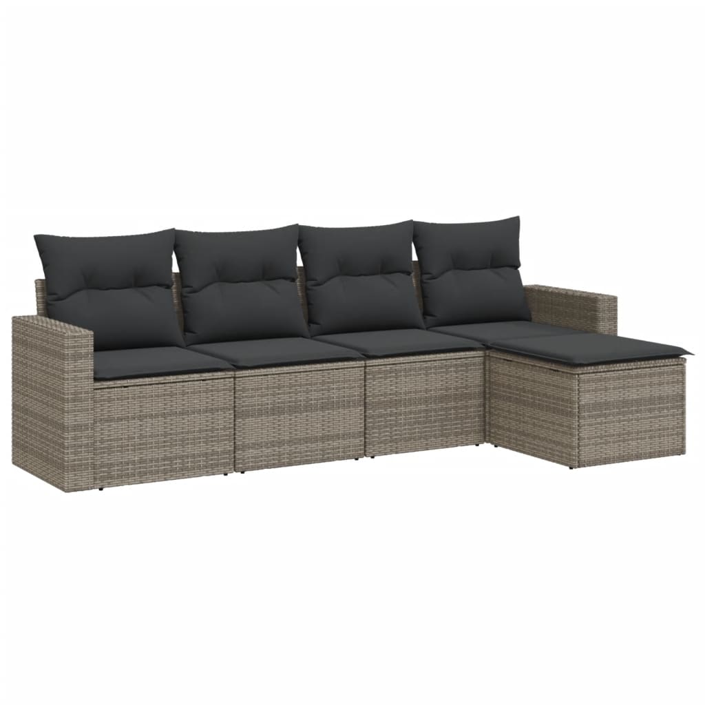 5-delige Loungeset met kussens poly rattan grijs is nu te koop bij PeponiXL, paradijselijk wonen!