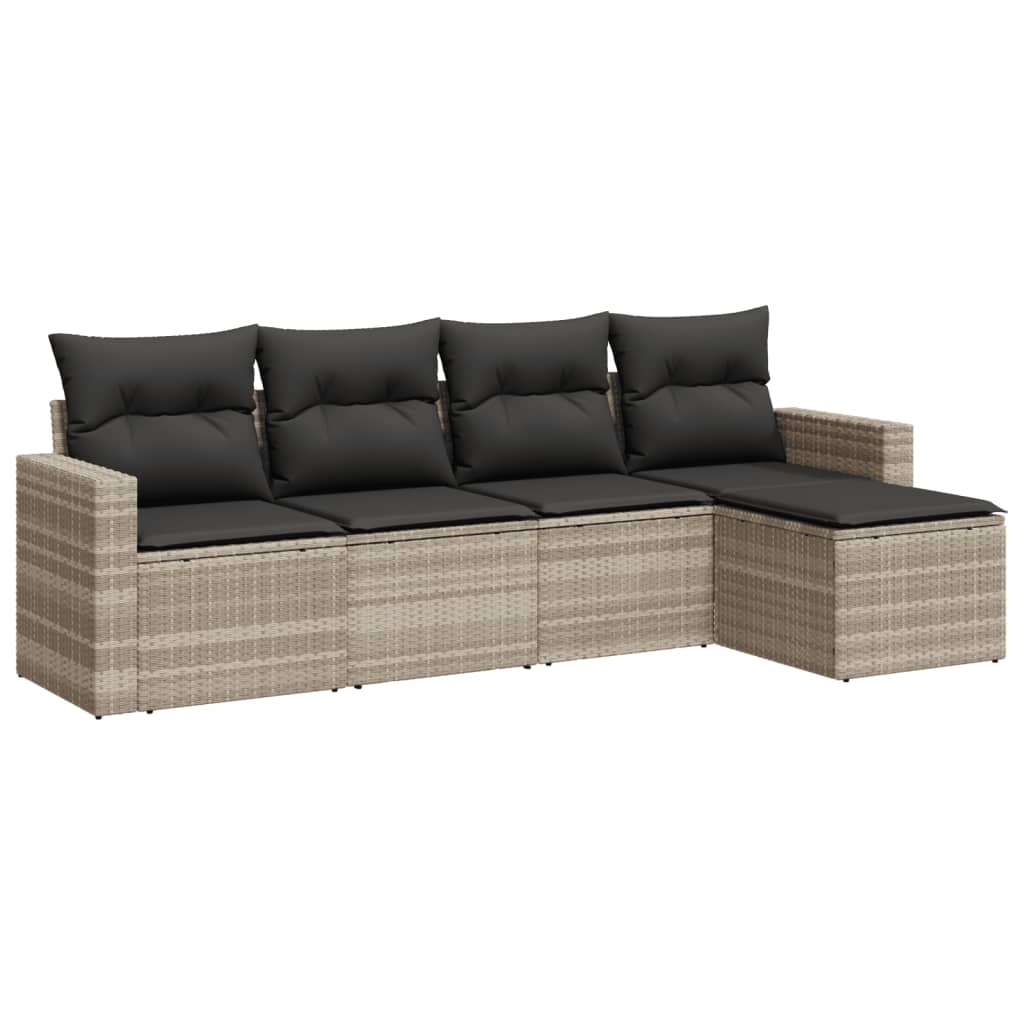 5-delige Loungeset met kussens poly rattan lichtgrijs is nu te koop bij PeponiXL, paradijselijk wonen!