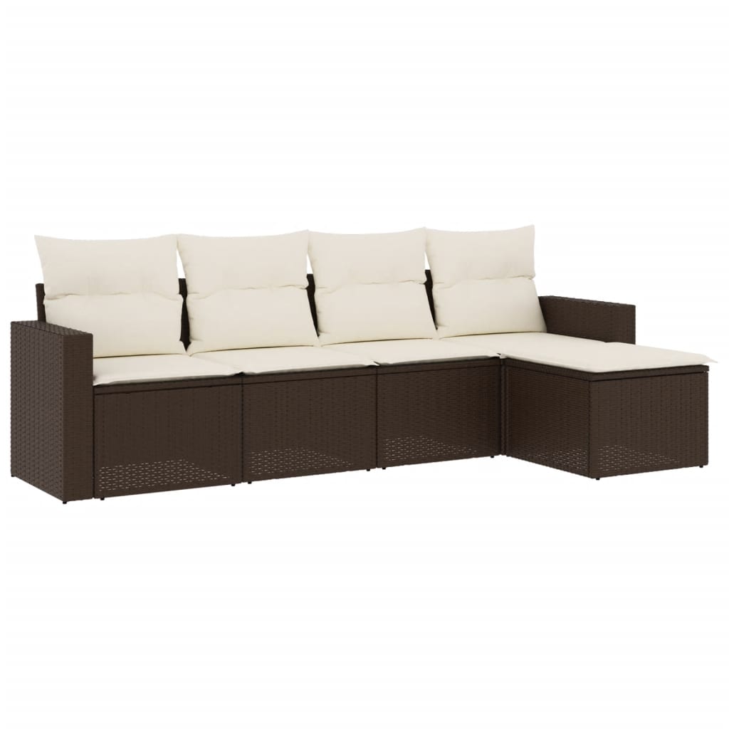 5-delige Loungeset met kussens poly rattan bruin is nu te koop bij PeponiXL, paradijselijk wonen!
