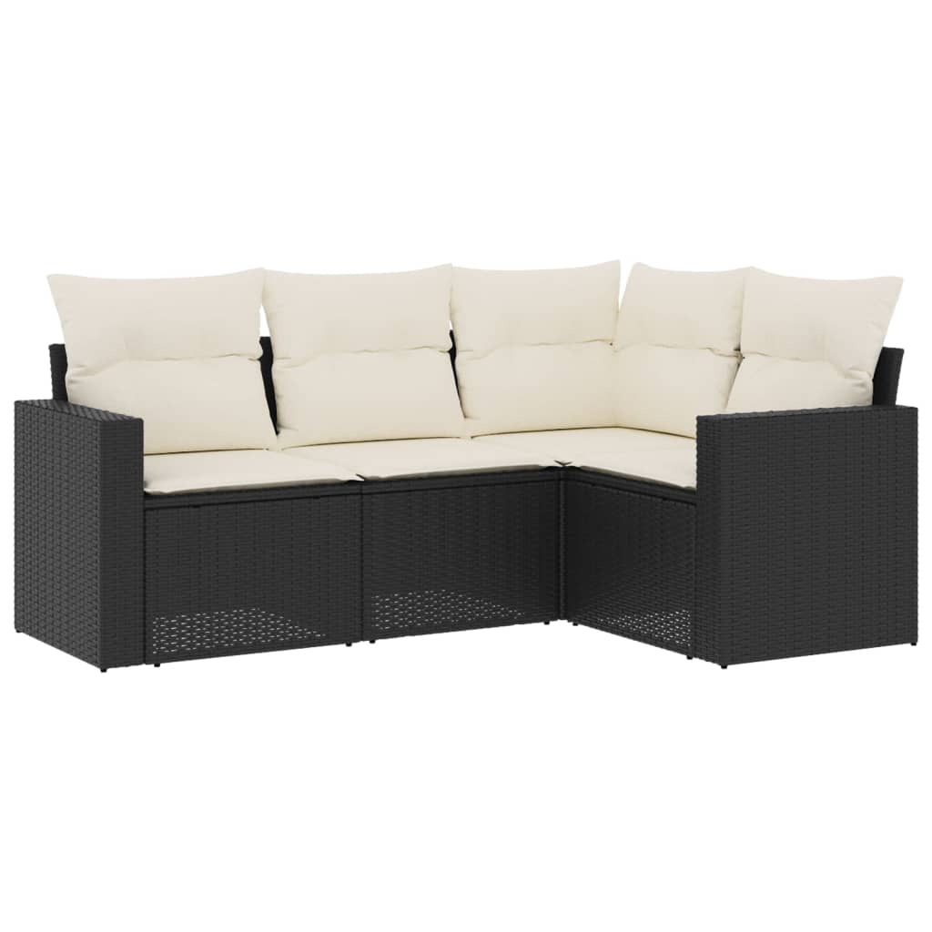 4-delige Loungeset met kussens poly rattan zwart is nu te koop bij PeponiXL, paradijselijk wonen!