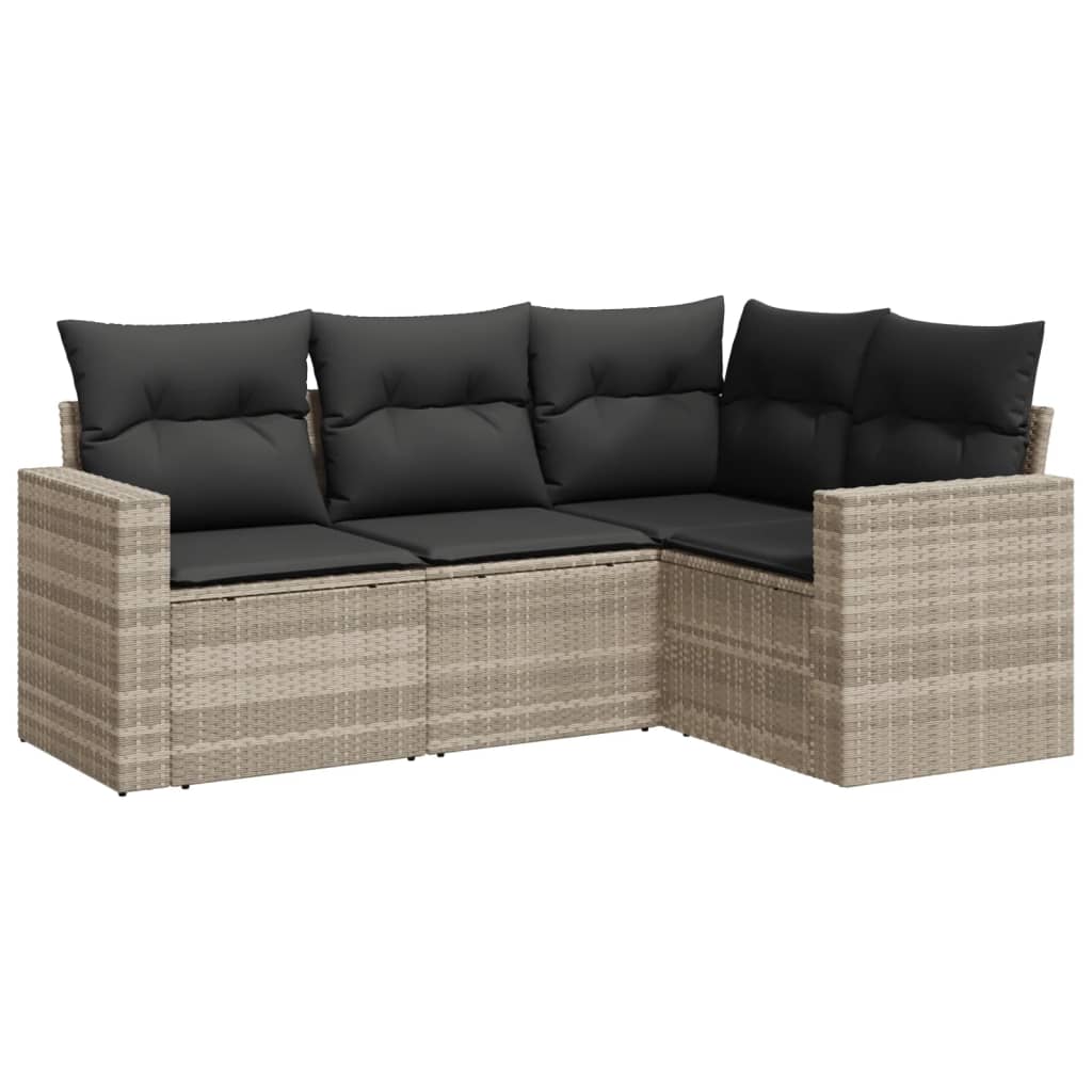 4-delige Loungeset met kussens poly rattan lichtgrijs is nu te koop bij PeponiXL, paradijselijk wonen!
