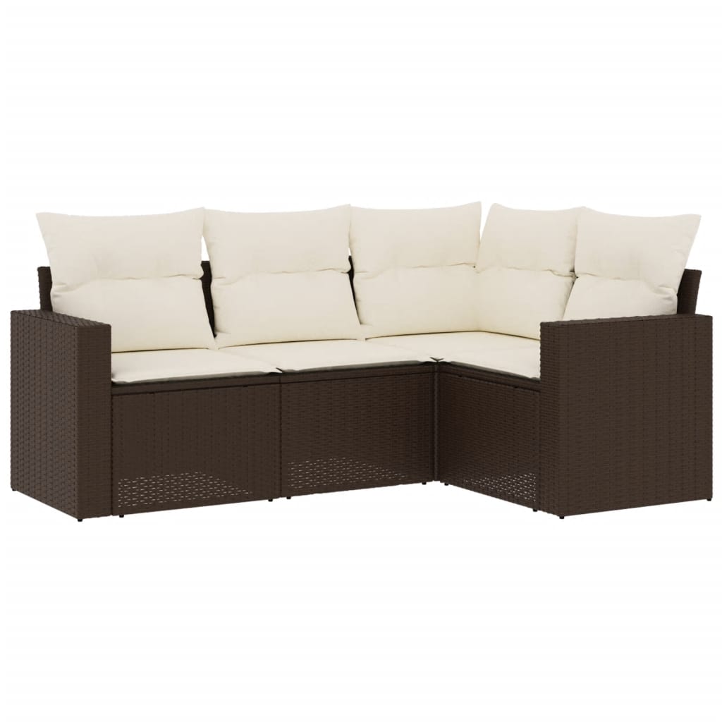 4-delige Loungeset met kussens poly rattan bruin is nu te koop bij PeponiXL, paradijselijk wonen!