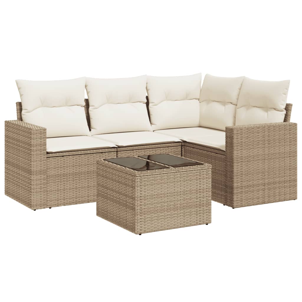 5-delige Loungeset met kussens poly rattan beige is nu te koop bij PeponiXL, paradijselijk wonen!