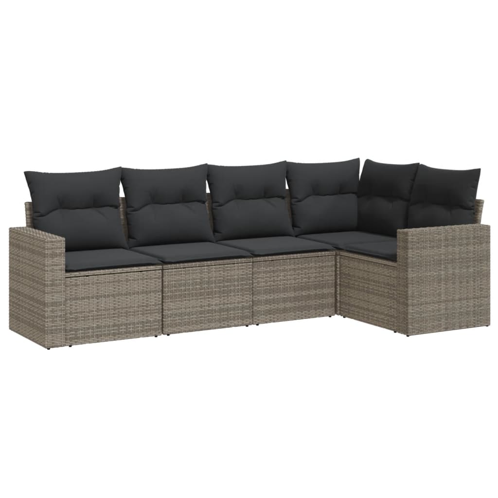 5-delige Loungeset met kussens poly rattan grijs is nu te koop bij PeponiXL, paradijselijk wonen!