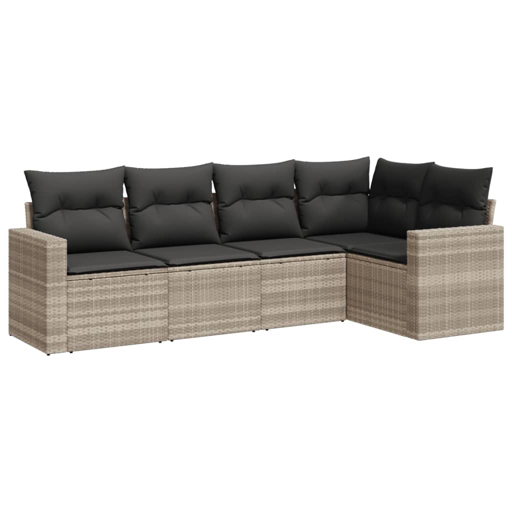 5-delige Loungeset met kussens poly rattan lichtgrijs is nu te koop bij PeponiXL, paradijselijk wonen!