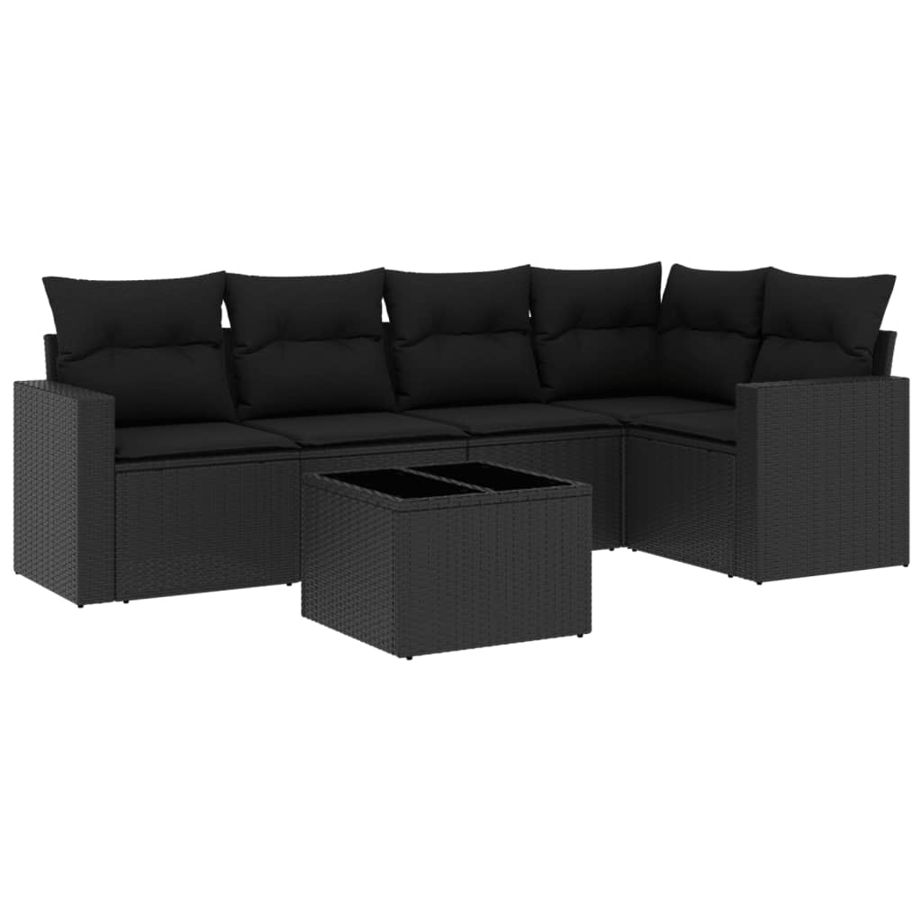 6-delige Loungeset met kussens poly rattan zwart is nu te koop bij PeponiXL, paradijselijk wonen!