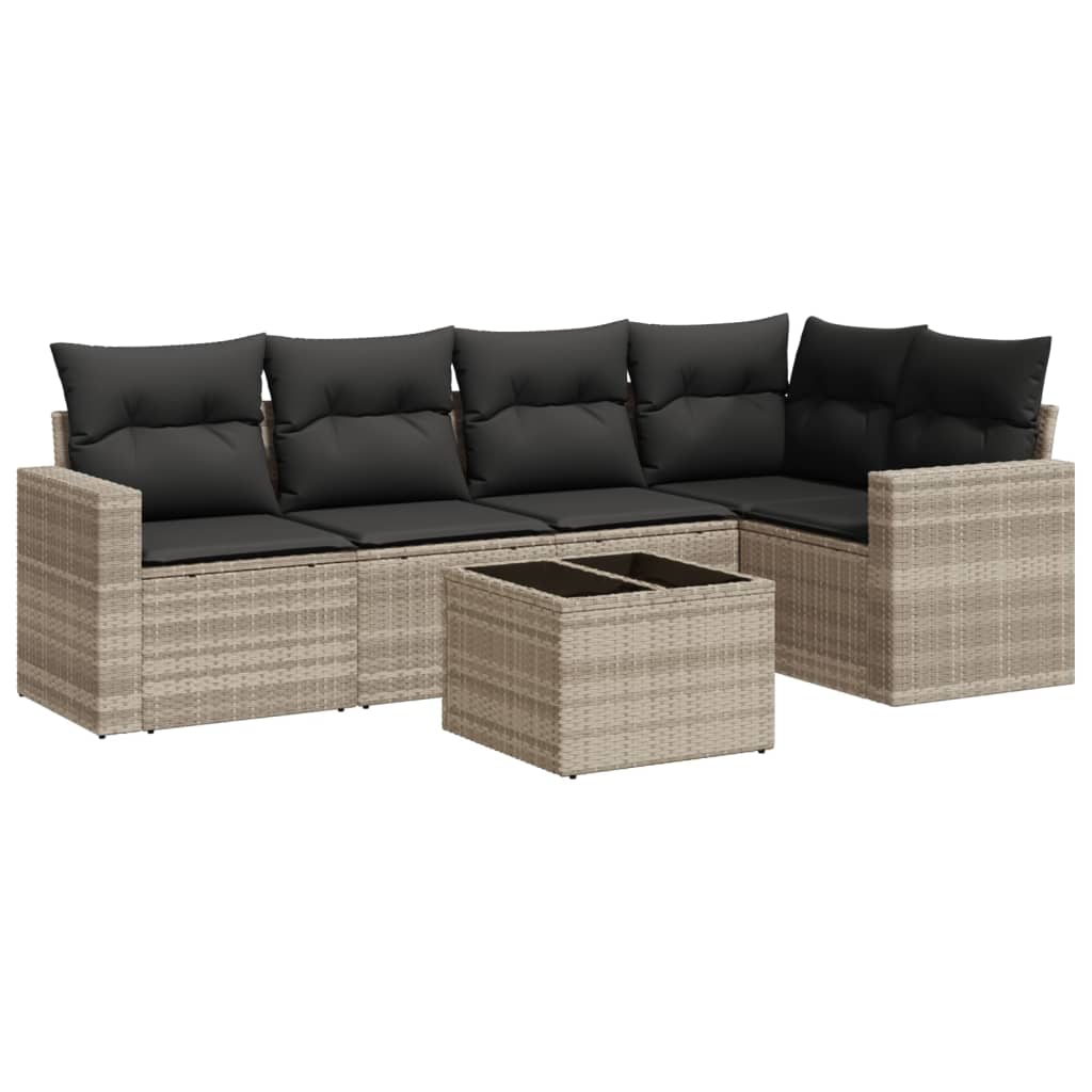 6-delige Loungeset met kussens poly rattan lichtgrijs is nu te koop bij PeponiXL, paradijselijk wonen!