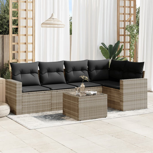 6-delige Loungeset met kussens poly rattan lichtgrijs is nu te koop bij PeponiXL, paradijselijk wonen!