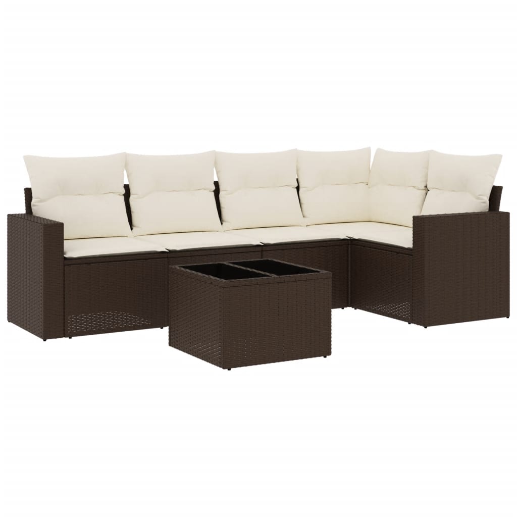 6-delige Loungeset met kussens poly rattan bruin is nu te koop bij PeponiXL, paradijselijk wonen!