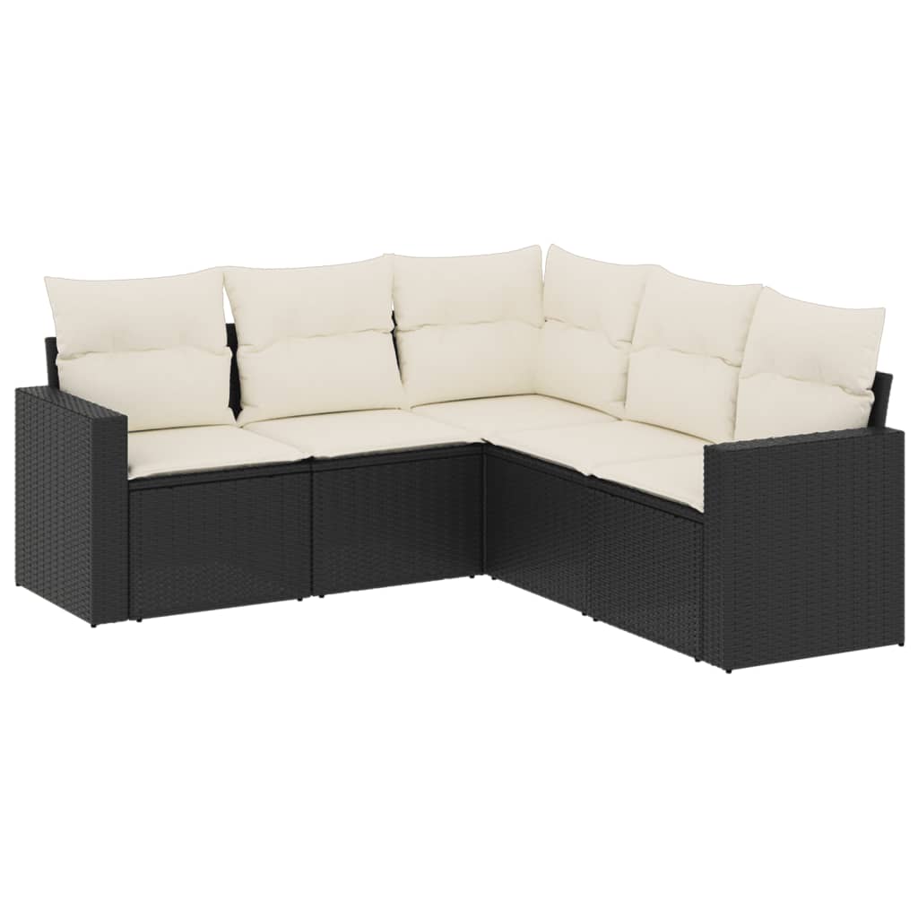 5-delige Loungeset met kussens poly rattan zwart is nu te koop bij PeponiXL, paradijselijk wonen!