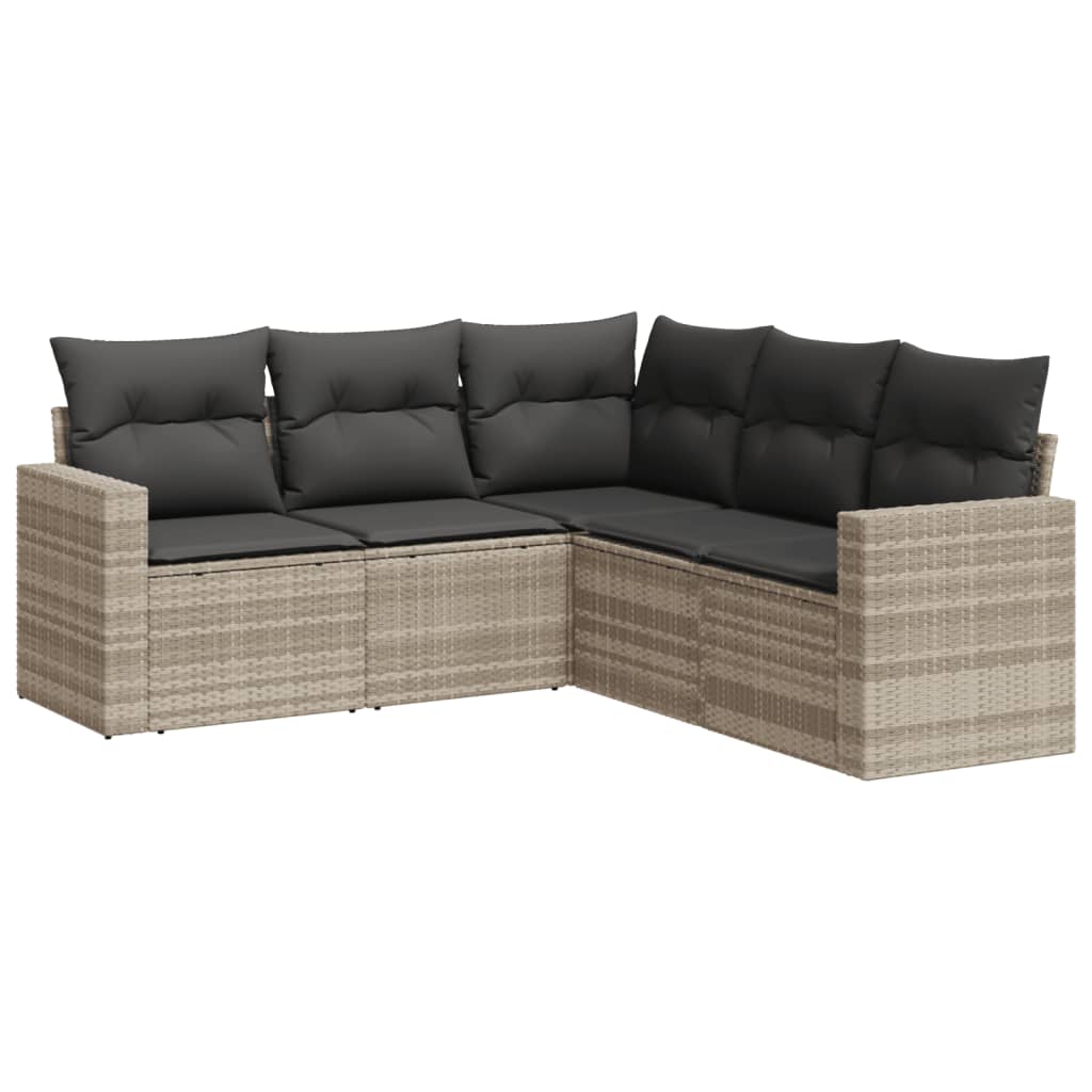 5-delige Loungeset met kussens poly rattan lichtgrijs is nu te koop bij PeponiXL, paradijselijk wonen!