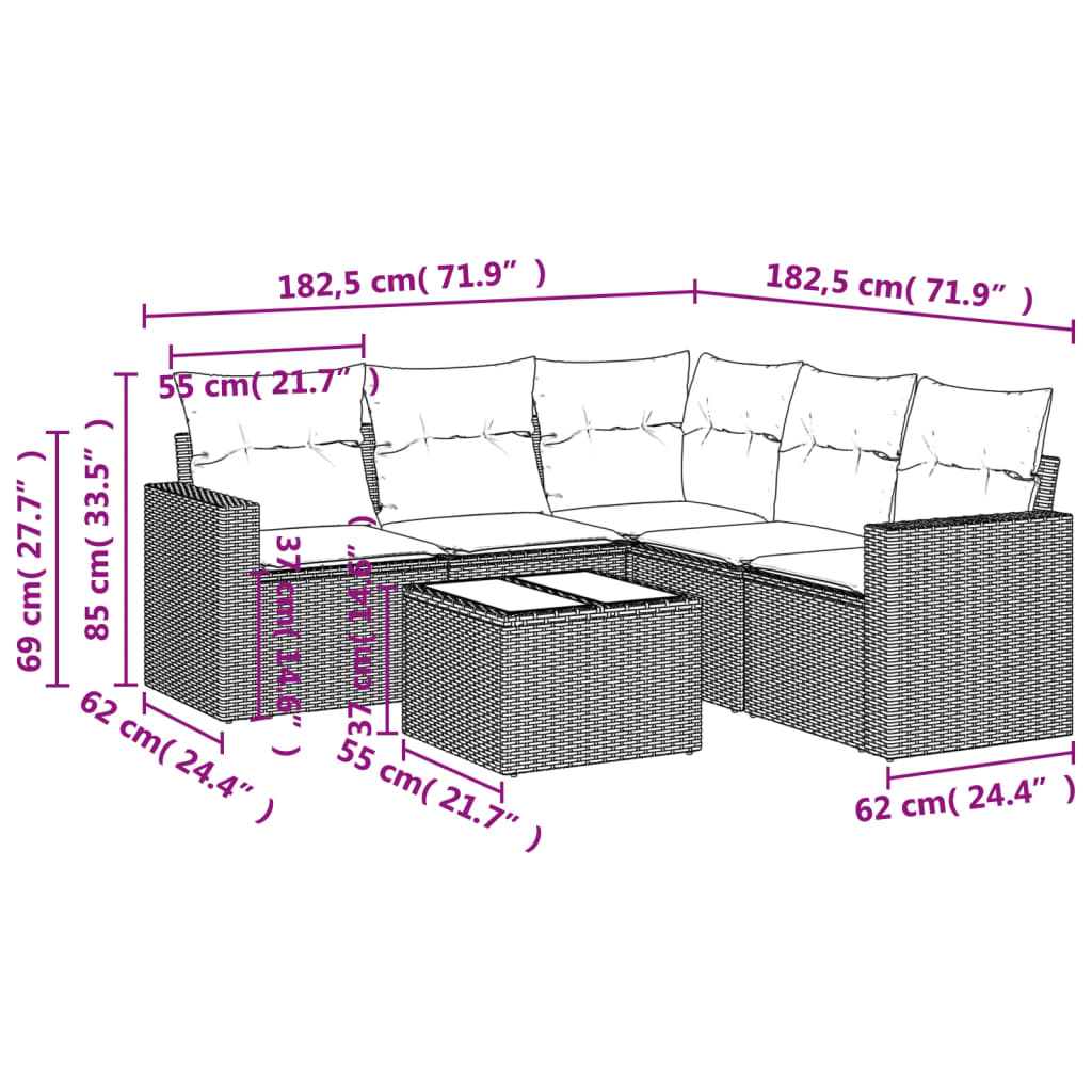 6-delige Loungeset met kussens poly rattan lichtgrijs is nu te koop bij PeponiXL, paradijselijk wonen!