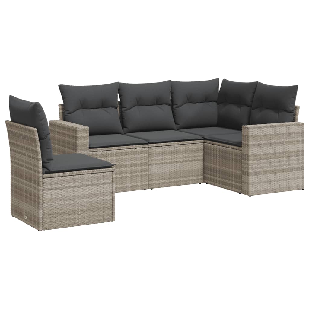 5-delige Loungeset met kussens poly rattan lichtgrijs is nu te koop bij PeponiXL, paradijselijk wonen!