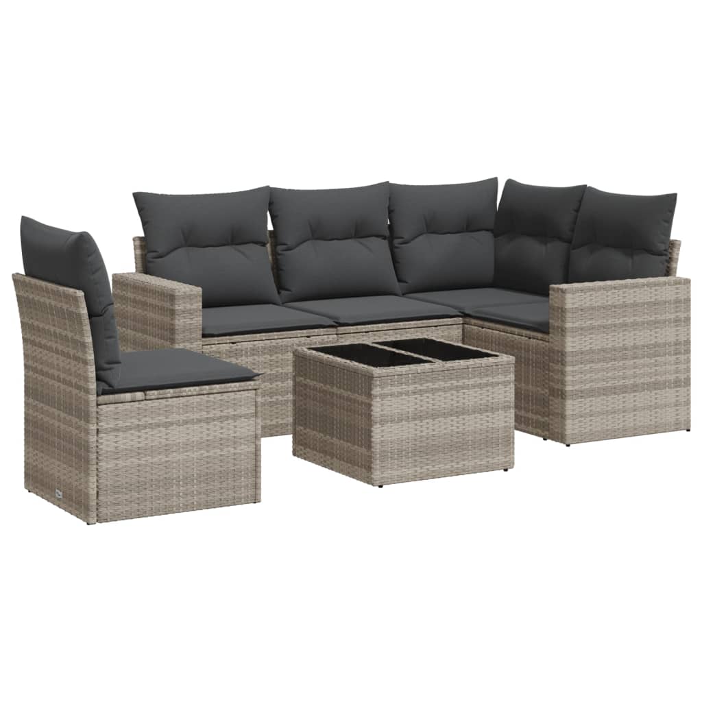 6-delige Loungeset met kussens poly rattan lichtgrijs is nu te koop bij PeponiXL, paradijselijk wonen!