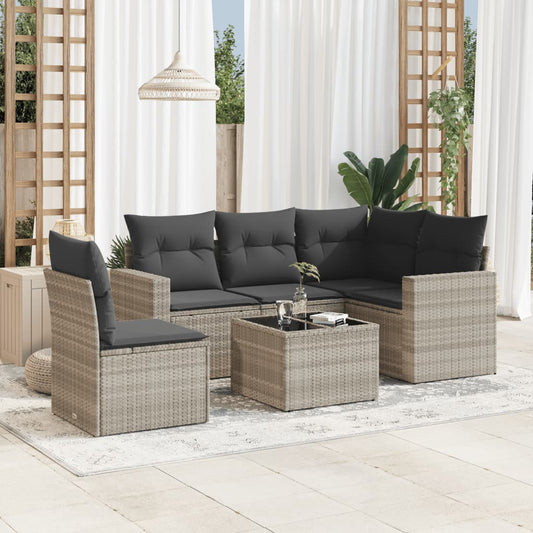 6-delige Loungeset met kussens poly rattan lichtgrijs is nu te koop bij PeponiXL, paradijselijk wonen!