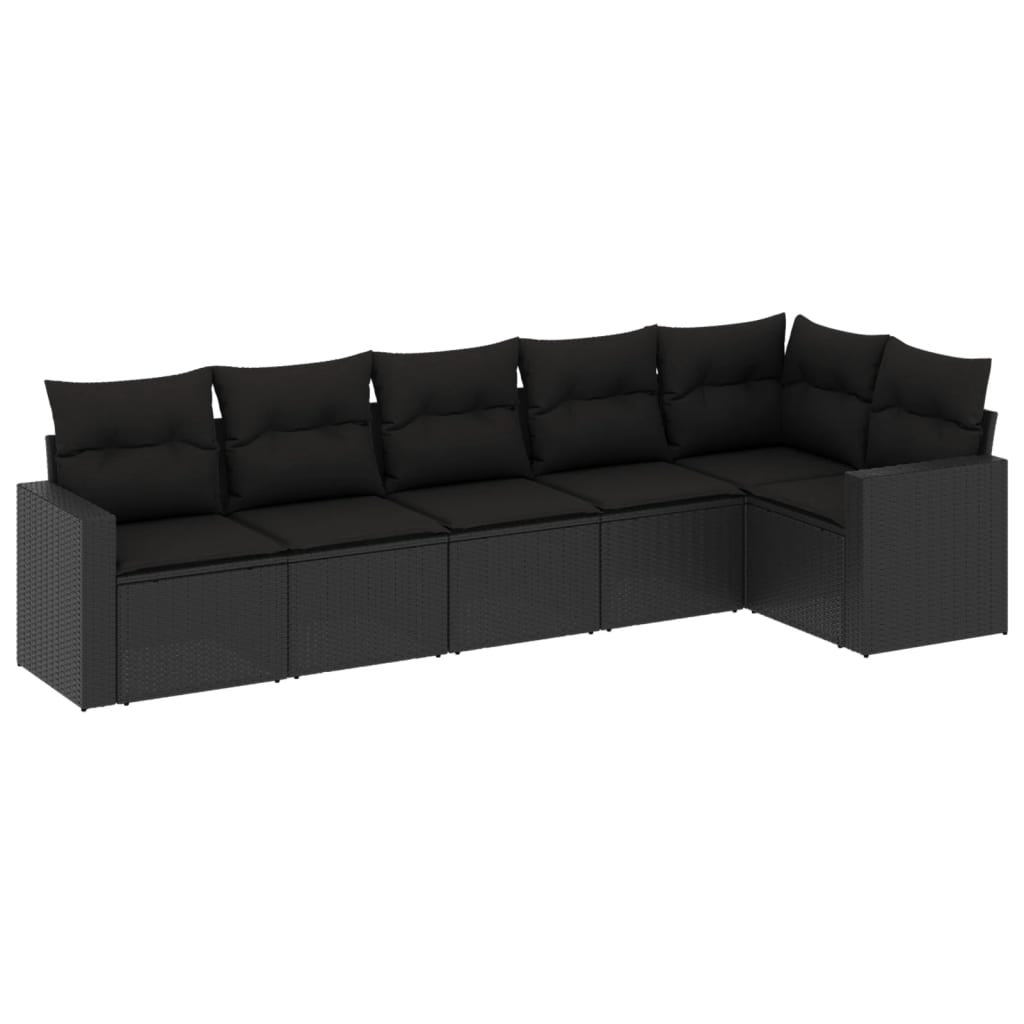 6-delige Loungeset met kussens poly rattan zwart is nu te koop bij PeponiXL, paradijselijk wonen!