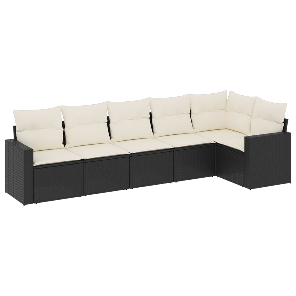 6-delige Loungeset met kussens poly rattan zwart is nu te koop bij PeponiXL, paradijselijk wonen!