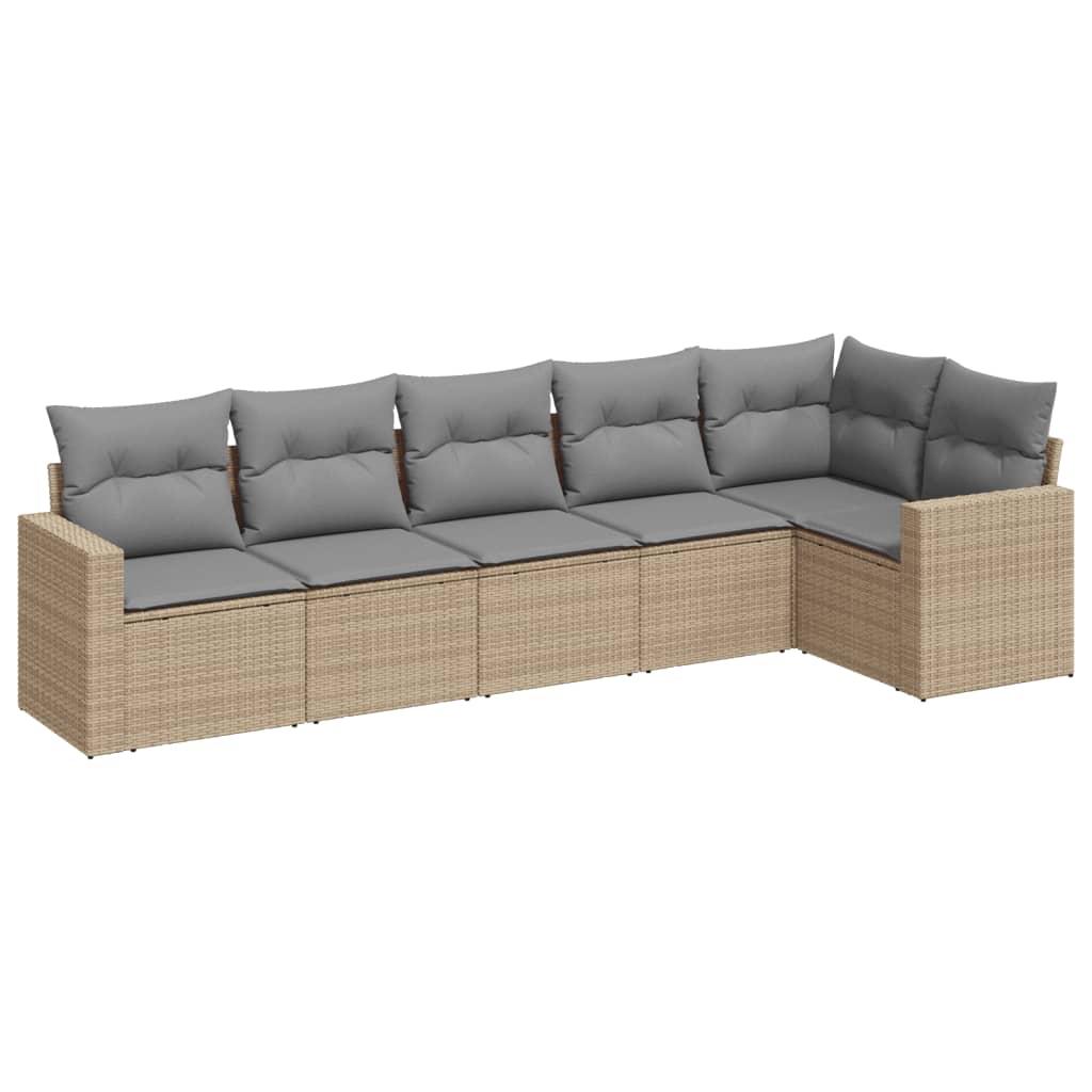 6-delige Loungeset met kussens poly rattan beige is nu te koop bij PeponiXL, paradijselijk wonen!