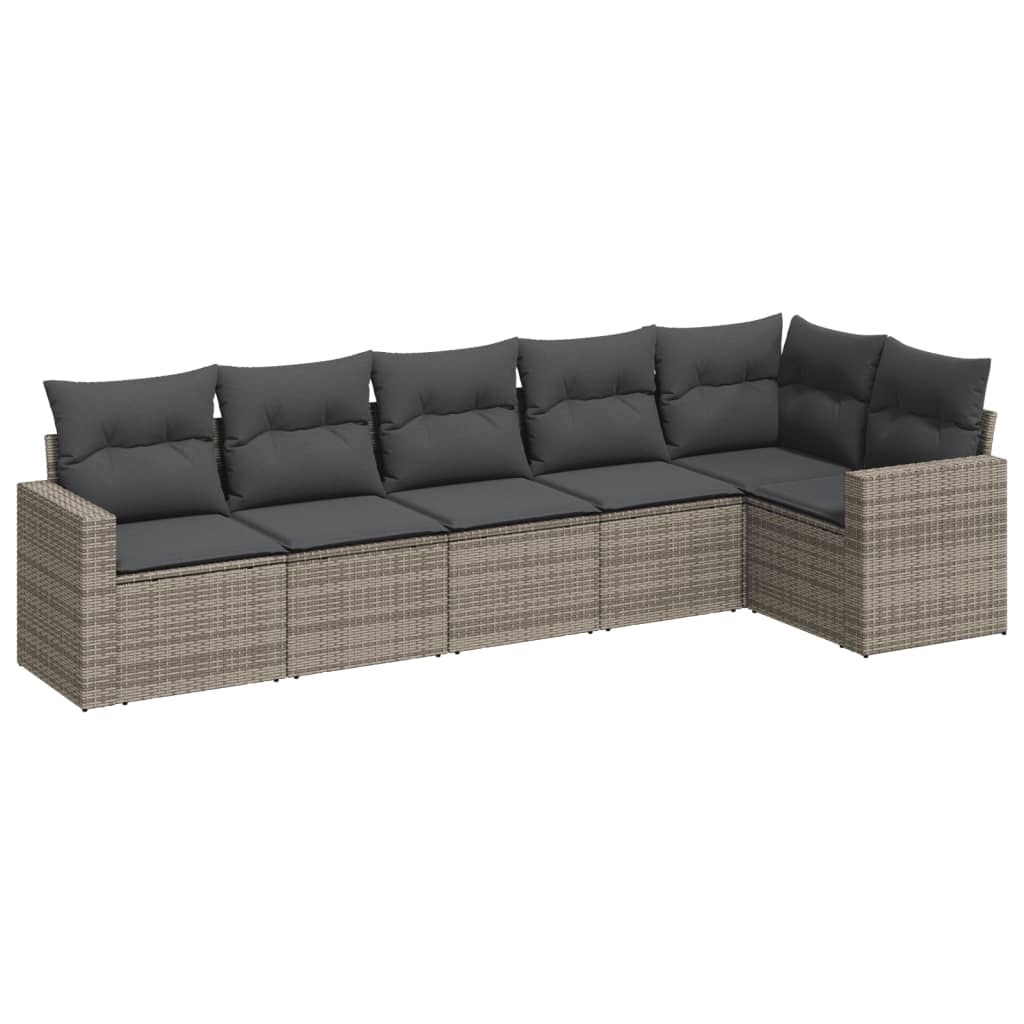 6-delige Loungeset met kussens poly rattan grijs is nu te koop bij PeponiXL, paradijselijk wonen!