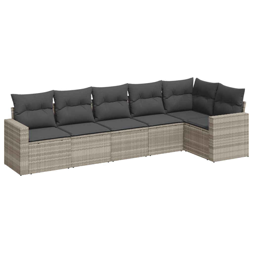 6-delige Loungeset met kussens poly rattan lichtgrijs is nu te koop bij PeponiXL, paradijselijk wonen!