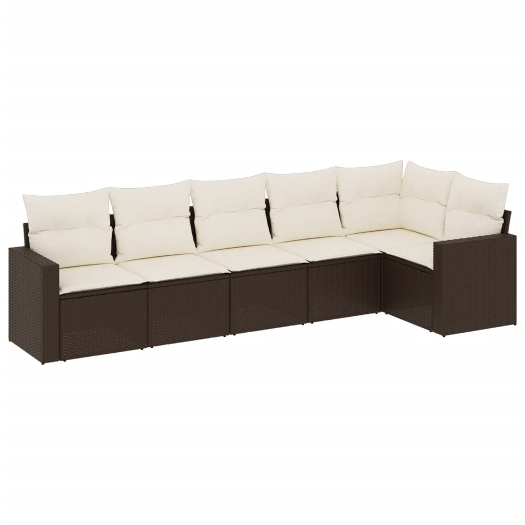 6-delige Loungeset met kussens poly rattan bruin is nu te koop bij PeponiXL, paradijselijk wonen!