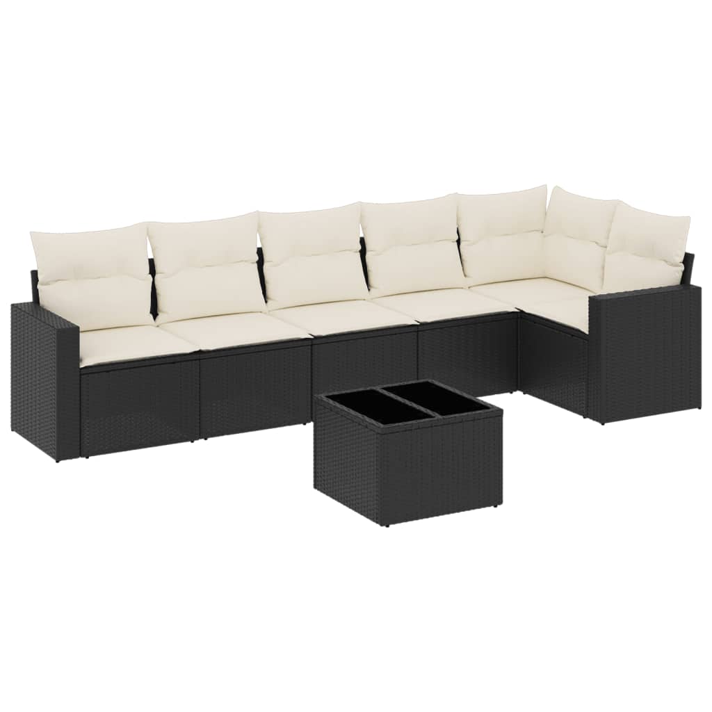 7-delige Loungeset met kussens poly rattan zwart is nu te koop bij PeponiXL, paradijselijk wonen!